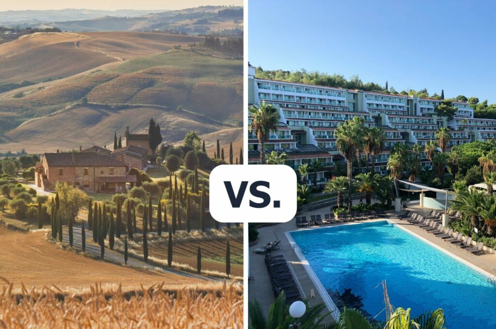 Ferienhaus versus Hotel, Agriturismo in Toskana